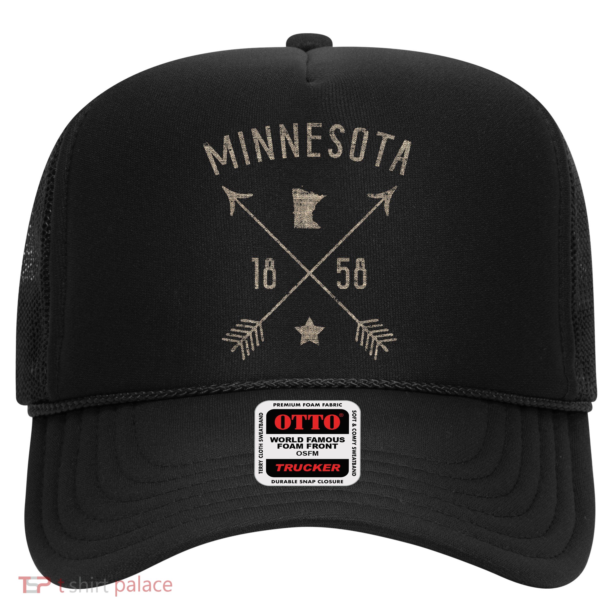 Vintage Minnesota Distressed Home State Map Boho Arrows Trucker Hat