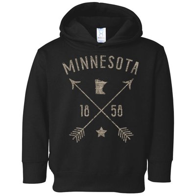 Vintage Minnesota Distressed Home State Map Boho Arrows Toddler Hoodie