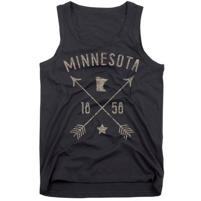 Vintage Minnesota Distressed Home State Map Boho Arrows Tank Top