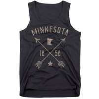 Vintage Minnesota Distressed Home State Map Boho Arrows Tank Top