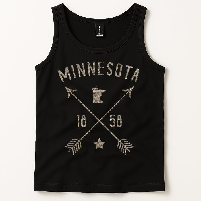 Vintage Minnesota Distressed Home State Map Boho Arrows Tank Top