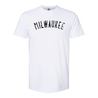 Vintage Milwaukee Distressed Black Text Apparel Softstyle CVC T-Shirt