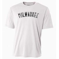 Vintage Milwaukee Distressed Black Text Apparel Cooling Performance Crew T-Shirt