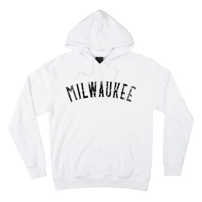 Vintage Milwaukee Distressed Black Text Apparel Hoodie