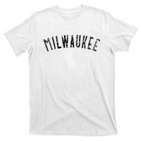 Vintage Milwaukee Distressed Black Text Apparel T-Shirt