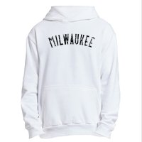 Vintage Milwaukee Distressed Black Text Apparel Urban Pullover Hoodie