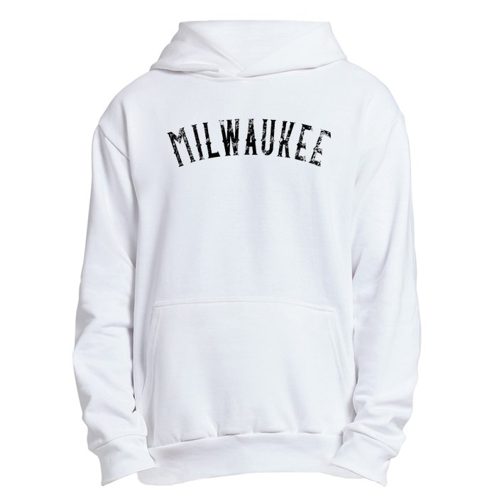 Vintage Milwaukee Distressed Black Text Apparel Urban Pullover Hoodie