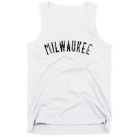 Vintage Milwaukee Distressed Black Text Apparel Tank Top