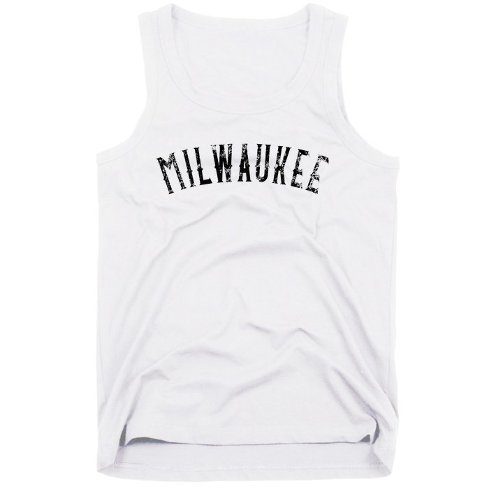 Vintage Milwaukee Distressed Black Text Apparel Tank Top