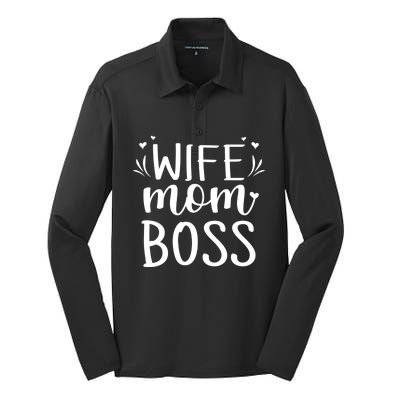 Vintage Mother's Day Funny Wife Mom Boss Lady Gift Silk Touch Performance Long Sleeve Polo