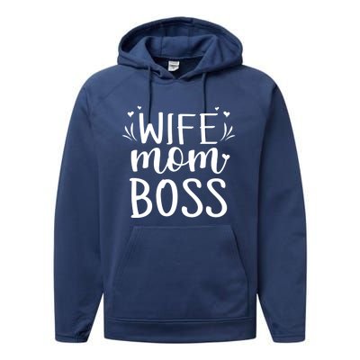 Vintage Mother's Day Funny Wife Mom Boss Lady Gift Performance Fleece Hoodie