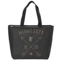 Vintage Minnesota Distressed Home State Map Boho Arrows Zip Tote Bag