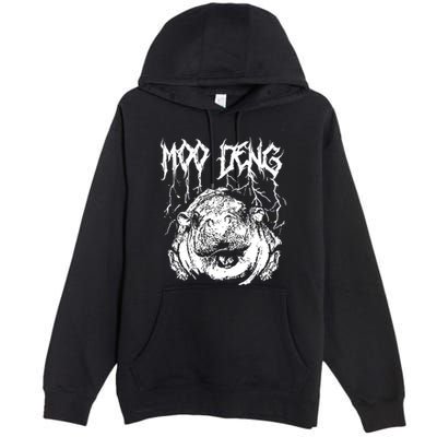 Vintage Moo Deng Meme Viral Internet Animal Premium Pullover Hoodie