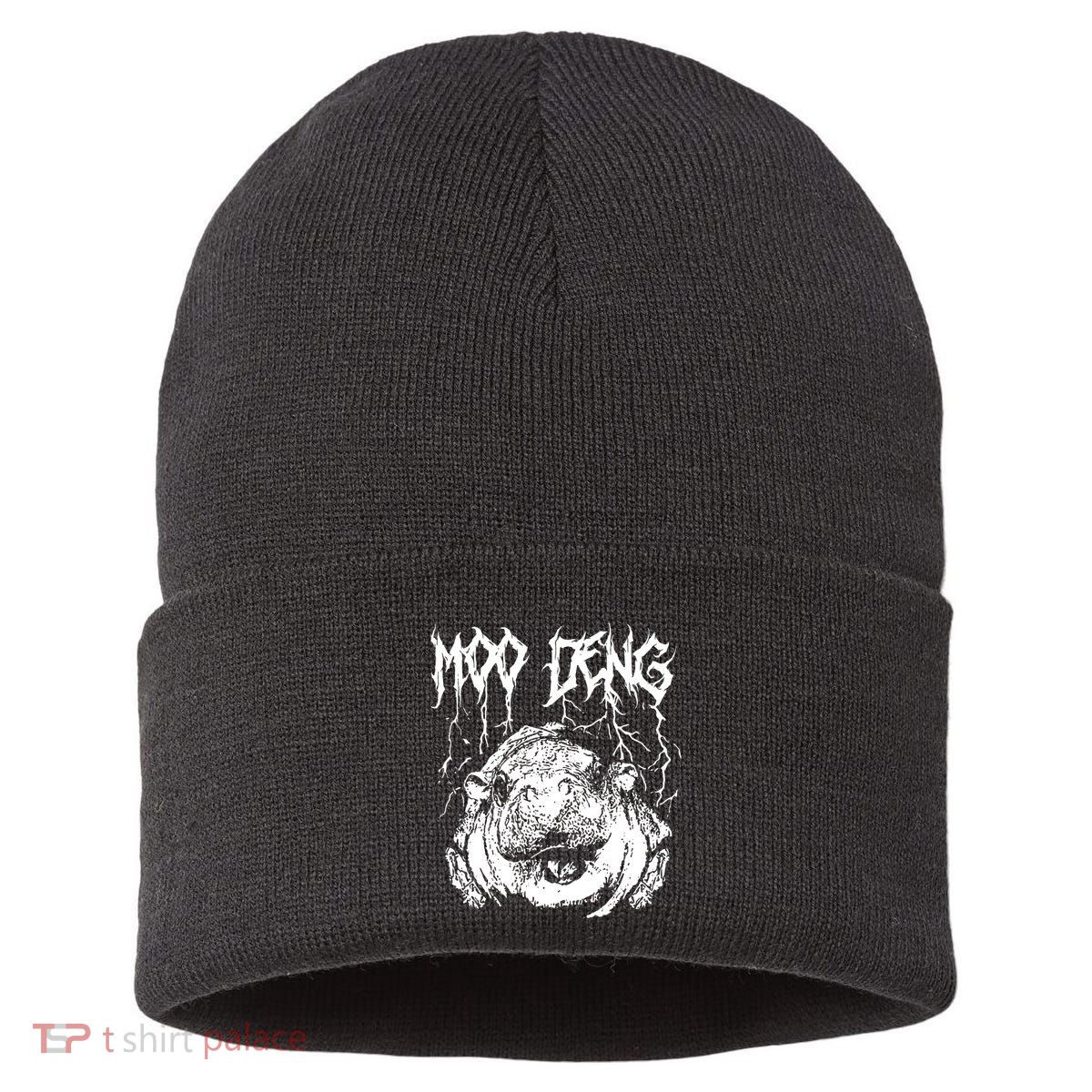 Vintage Moo Deng Meme Viral Internet Animal Sustainable Knit Beanie