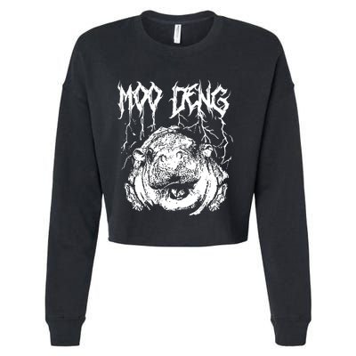 Vintage Moo Deng Meme Viral Internet Animal Cropped Pullover Crew