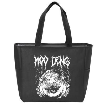Vintage Moo Deng Meme Viral Internet Animal Zip Tote Bag