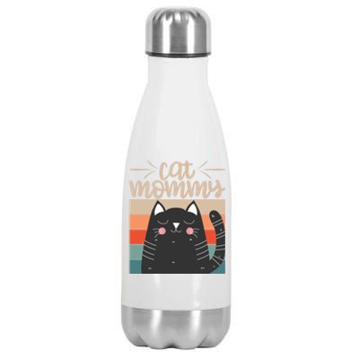 Vintage Mothers Day Great Gift Ll Cat Mama Cat Lovers Cool Gift Stainless Steel Insulated Water Bottle