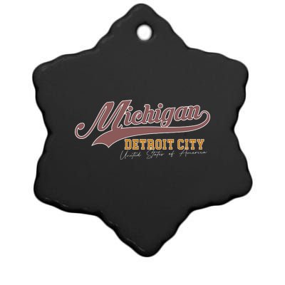 Vintage Michigan Detroit City Ceramic Star Ornament