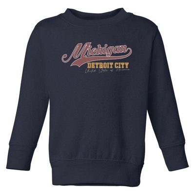 Vintage Michigan Detroit City Toddler Sweatshirt