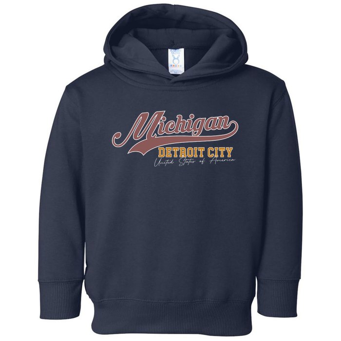 Vintage Michigan Detroit City Toddler Hoodie