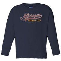 Vintage Michigan Detroit City Toddler Long Sleeve Shirt