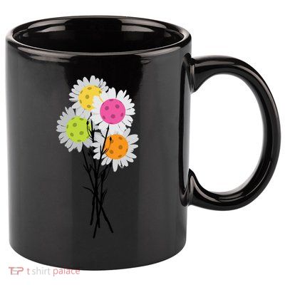 ValentineS MotherS Day Pickleball Flower Bouquet Pretty Cute Gift 11oz C Handle Ceramic Mug