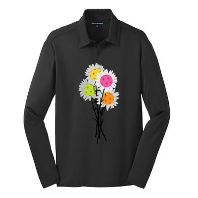 ValentineS MotherS Day Pickleball Flower Bouquet Pretty Cute Gift Silk Touch Performance Long Sleeve Polo