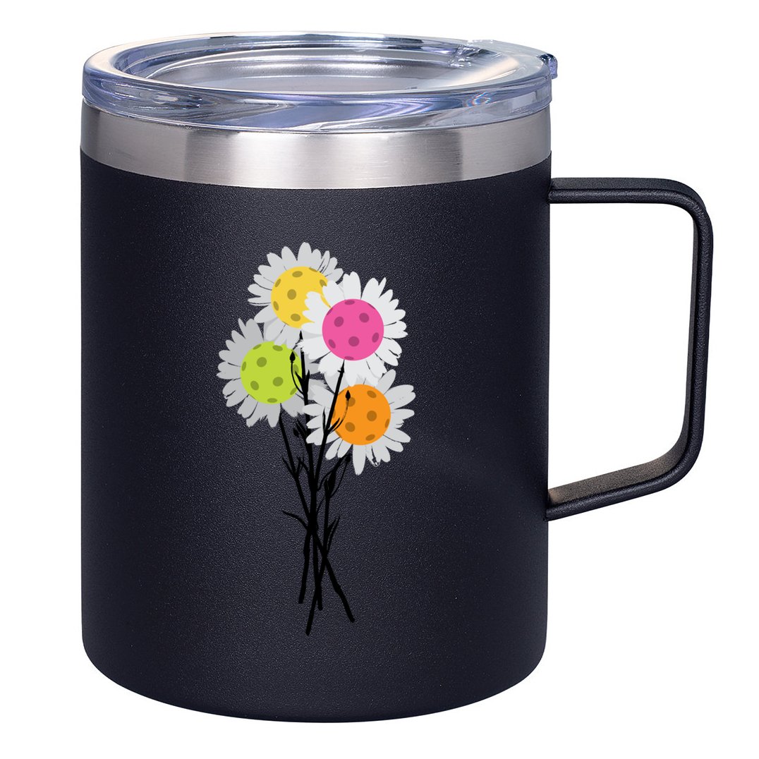 ValentineS MotherS Day Pickleball Flower Bouquet Pretty Cute Gift 12oz Stainless Steel Coffee Mug
