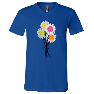 ValentineS MotherS Day Pickleball Flower Bouquet Pretty Cute Gift V-Neck T-Shirt