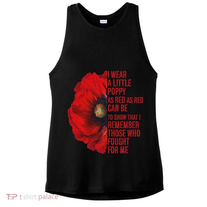Veterans Memorial Day We Never Forget Red Poppy Flower Usa Ladies PosiCharge Tri-Blend Wicking Tank