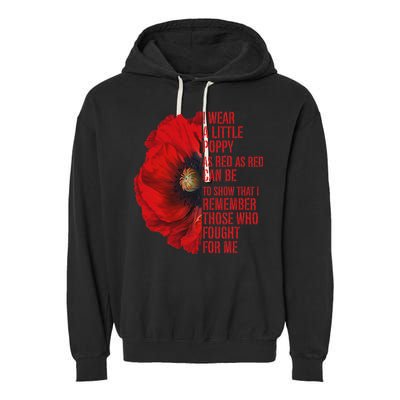 Veterans Memorial Day We Never Forget Red Poppy Flower Usa Garment-Dyed Fleece Hoodie
