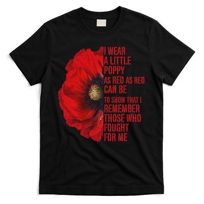 Veterans Memorial Day We Never Forget Red Poppy Flower Usa T-Shirt