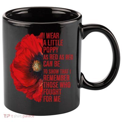Veterans Memorial Day We Never Forget Red Poppy Flower Usa 11oz C Handle Ceramic Mug