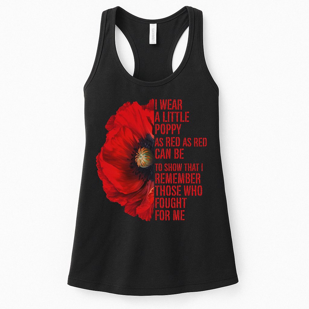 Veterans Memorial Day We Never Forget Red Poppy Flower Usa Womens Tank Top