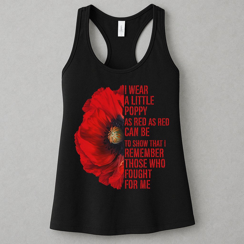 Veterans Memorial Day We Never Forget Red Poppy Flower Usa Womens Tank Top