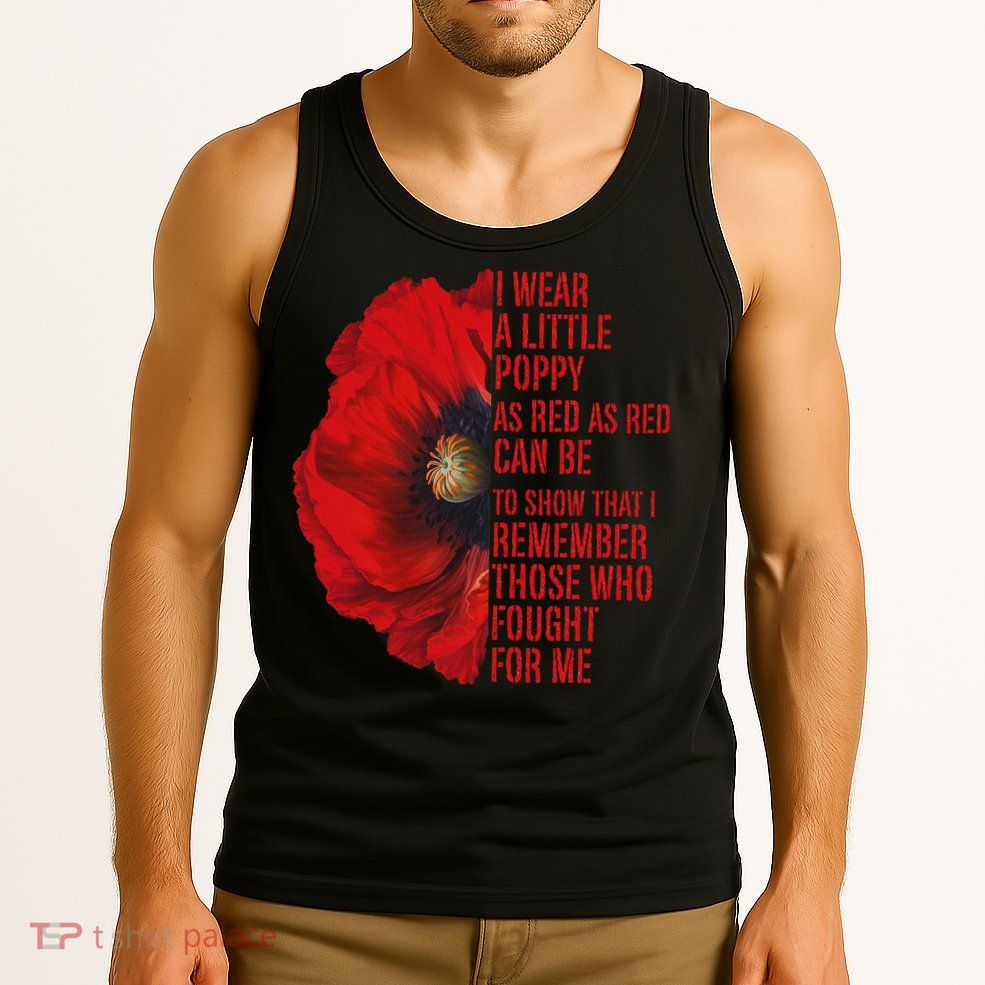 Veterans Memorial Day We Never Forget Red Poppy Flower Usa Tank Top