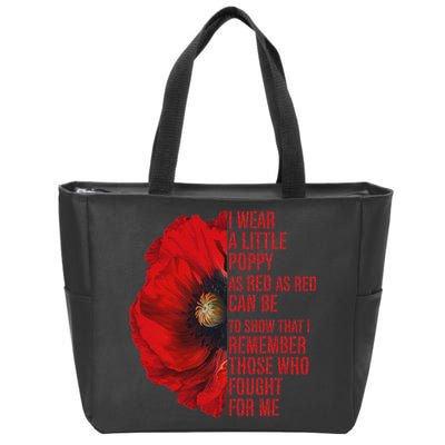 Veterans Memorial Day We Never Forget Red Poppy Flower Usa Zip Tote Bag