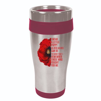 Veterans Memorial Day We Never Forget Red Poppy Flower Usa 16oz Travel Tumbler