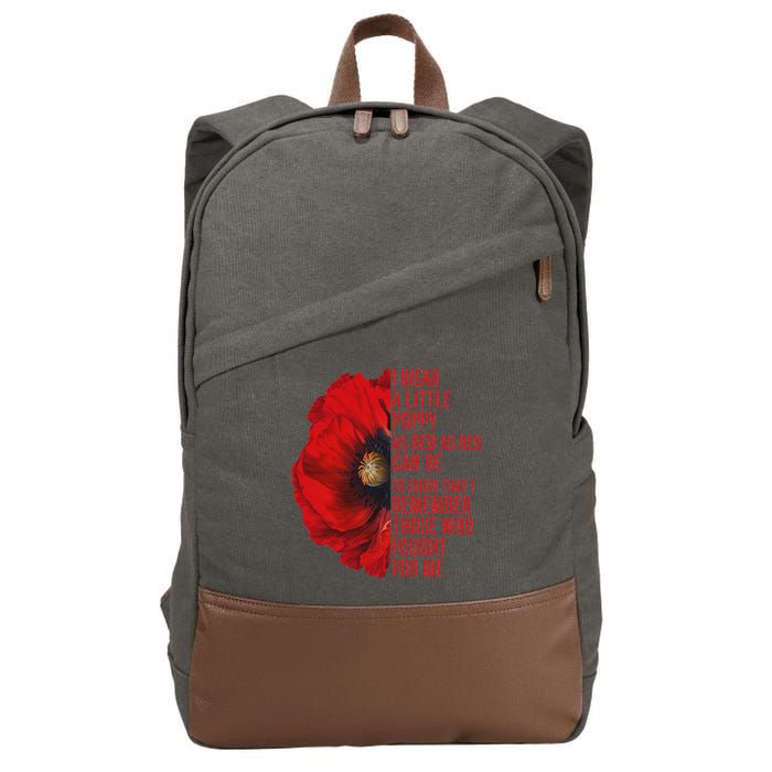 Veterans Memorial Day We Never Forget Red Poppy Flower Usa Cotton Canvas Backpack