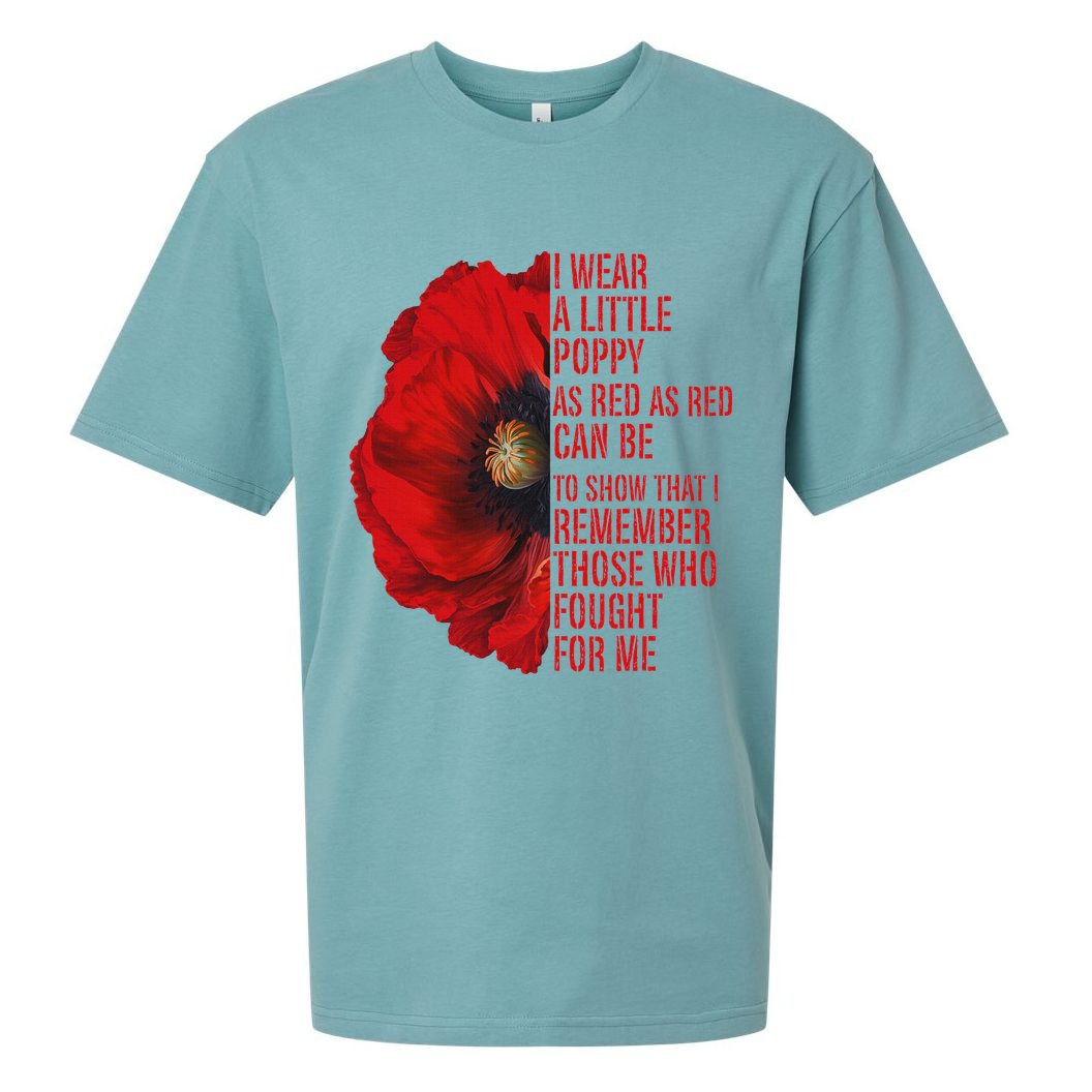 Veterans Memorial Day We Never Forget Red Poppy Flower Usa Sueded Cloud Jersey T-Shirt