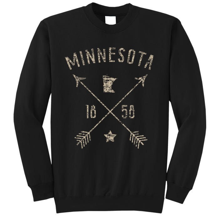 Vintage Minnesota Distressed Home State Map Boho Arrows Sweatshirt