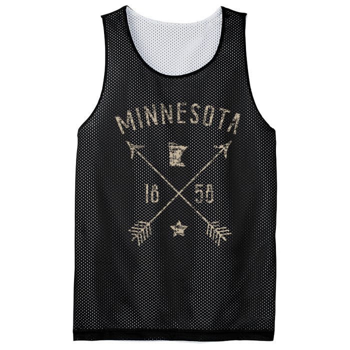 Vintage Minnesota Distressed Home State Map Boho Arrows Mesh Reversible Basketball Jersey Tank