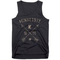 Vintage Minnesota Distressed Home State Map Boho Arrows Tank Top