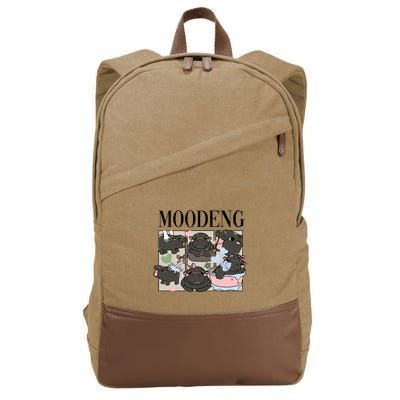 Vintage Moo Deng Bootleg Rap I Love Moo Deng Hippo Lover Cotton Canvas Backpack
