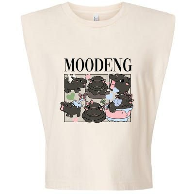 Vintage Moo Deng Bootleg Rap I Love Moo Deng Hippo Lover Garment-Dyed Women's Muscle Tee