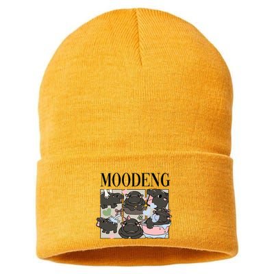Vintage Moo Deng Bootleg Rap I Love Moo Deng Hippo Lover Sustainable Knit Beanie