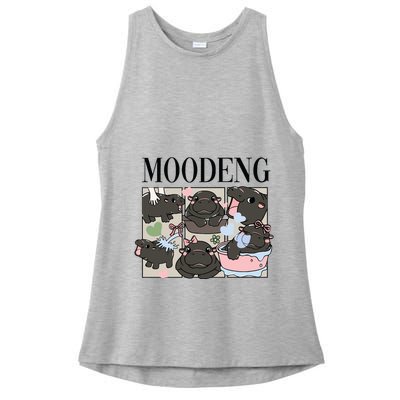 Vintage Moo Deng Bootleg Rap I Love Moo Deng Hippo Lover Ladies PosiCharge Tri-Blend Wicking Tank