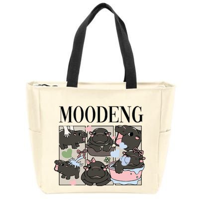 Vintage Moo Deng Bootleg Rap I Love Moo Deng Hippo Lover Zip Tote Bag
