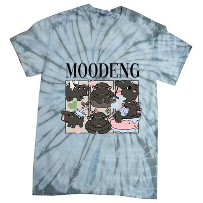 Vintage Moo Deng Bootleg Rap I Love Moo Deng Hippo Lover Tie-Dye T-Shirt