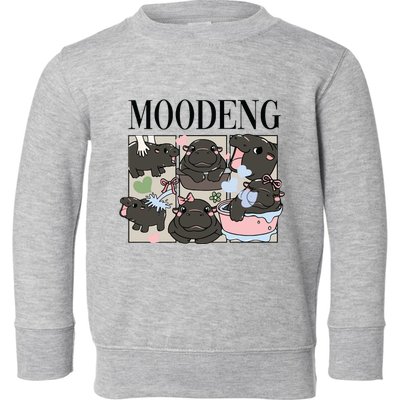 Vintage Moo Deng Bootleg Rap I Love Moo Deng Hippo Lover Toddler Sweatshirt